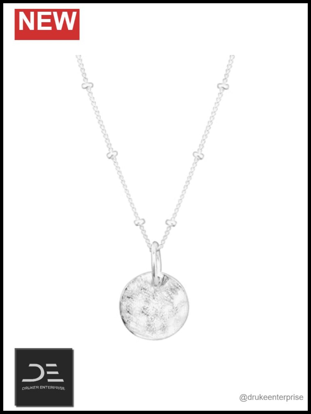 Sterling Silver Pendant Necklace Hammered Disc 16" + 2" Extender